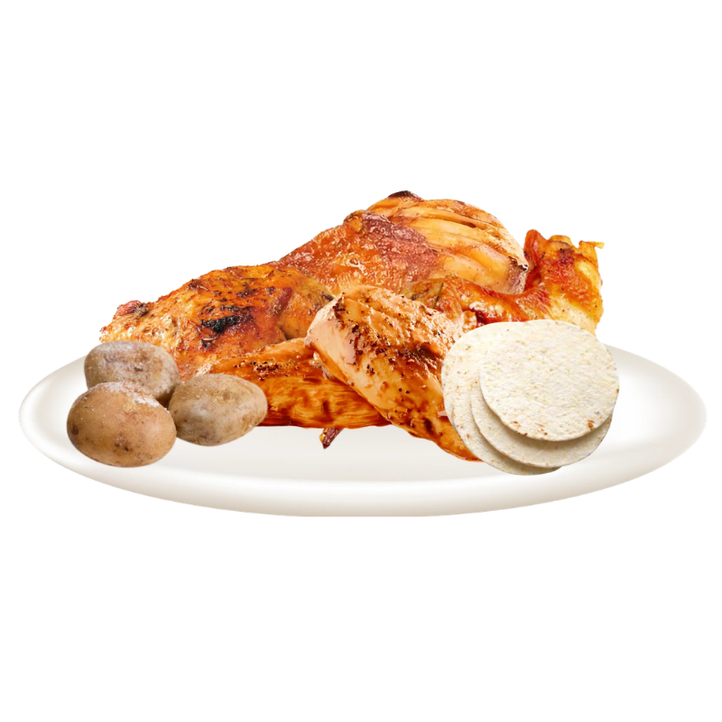 Medio Pollo Asado con papa